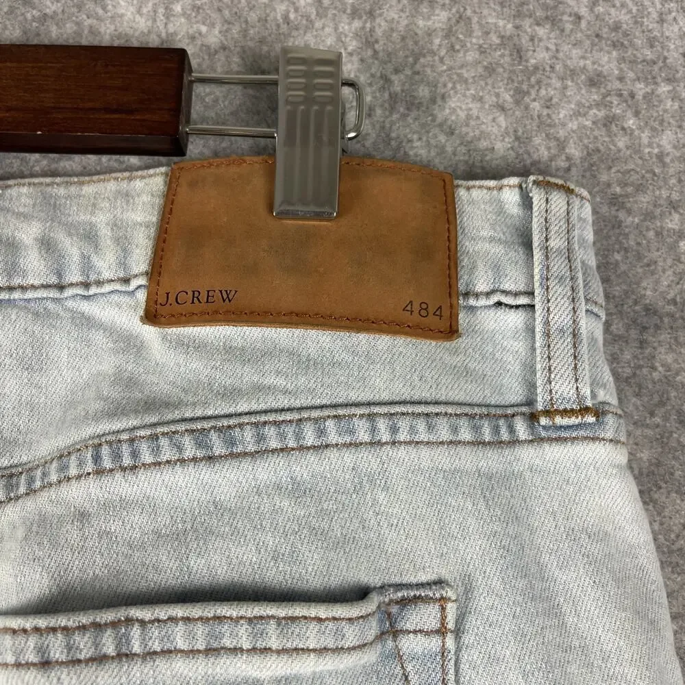 J. Crew 484 Slim Jeans Mens 35x32 Light‎ Wash Distressed Stretch Preppy Casual